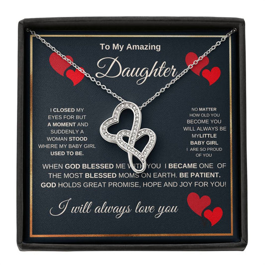 ✨ "Heart-to-Heart Pendant Necklace – A Gift She’ll Cherish Forever" ✨To My Daughter - WITH A GOD BLESSING