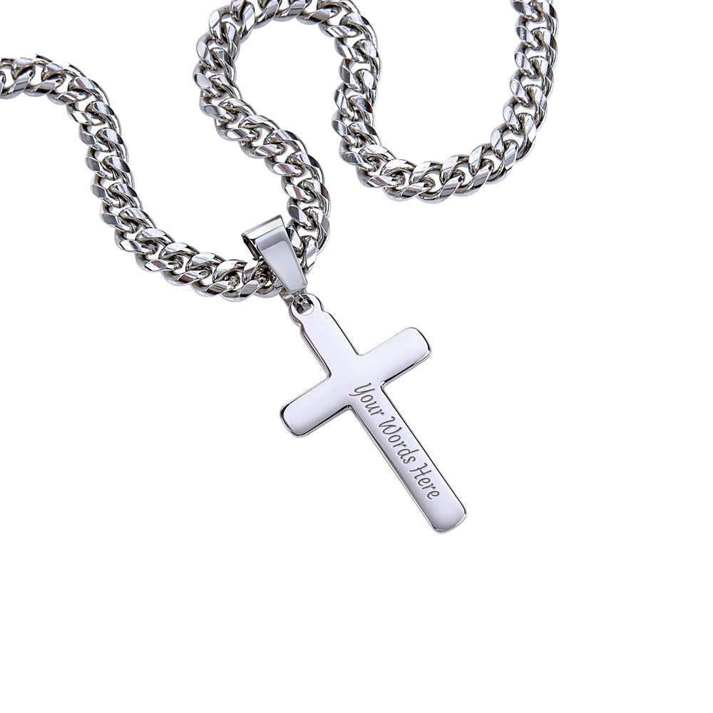 Remember Whose Son  Cuban Chain with Artisan Cross Necklace