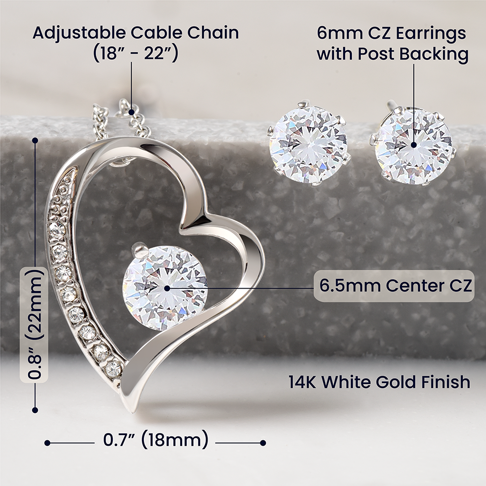 TO OUR BABY GIRL - Forever Love Necklace and Cubic Zirconia Earring Set