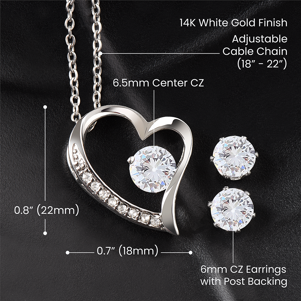 TO OUR BABY GIRL - Forever Love Necklace and Cubic Zirconia Earring Set